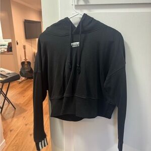 adidas Black Cropped Hoodie with Drawstring
